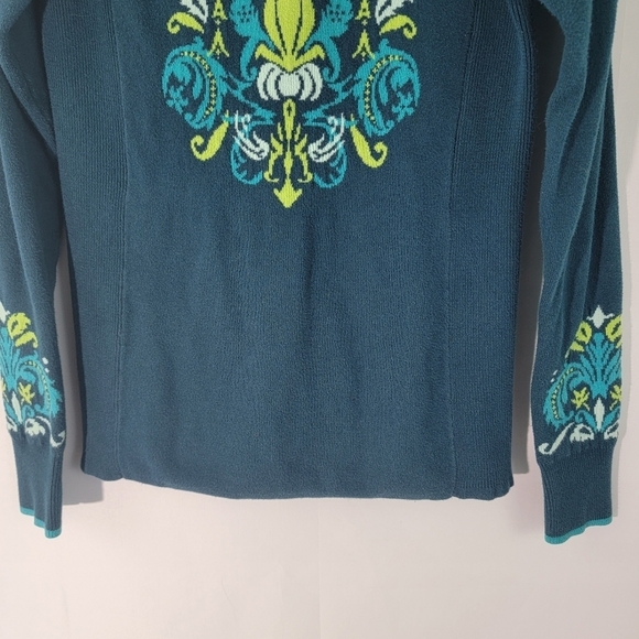 Athleta Green Knit Graphic 1/4 Zip Long Sleeve Athletic Pullover Top Sz Small - Picture 3 of 12